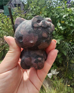 Carvings: Garnet in Astrophylite Kitty Carving