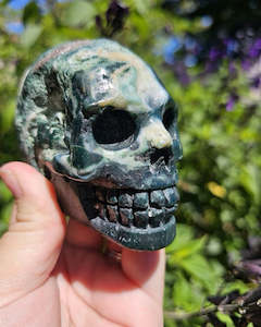 Moss Agate Skull