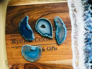 Pink Amethyst Geodes: Blue Agate Slices