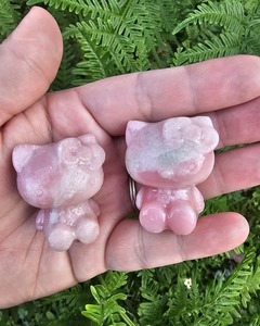 Carvings: Pink Jade Kitty Carving