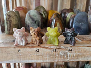 Winged Dog Crystal Carvings