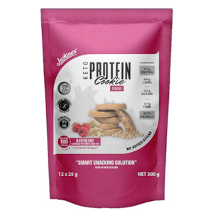 Justines: Keto Raspberry & White Choc Chip Mini Protein Cookie Pouch 300g