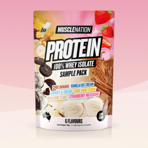 MUSCLE NATION PROTEIN 100% WHEY ISOLATE SAMPLE PACK - NEW 6 serves