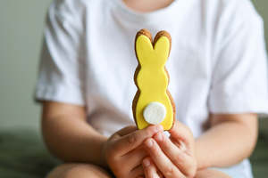 Bunny Iced Yellow Gingerbread Easter Cookie