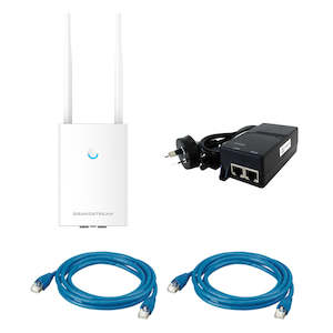 Wifi Access Points: Grandstream GWN7605LR Network Bundle - 1 x GWN7605LR- 1 x POE Injector- 2 x Cat.6 Patch Lead Blue