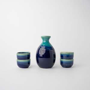 Boxed Sets: Cobalt & Teal Drip Sake Set