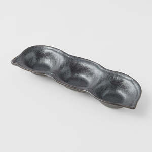 Black Triple Pod Sauce Dish