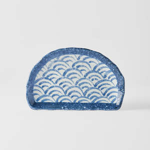 Assorted: Indigo Wave D Shape Plate