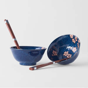 Blue & Pink Sakura Bowl Set
