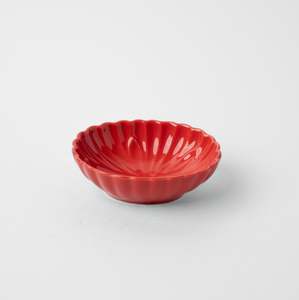 Sauce Dishes: Scarlet Oval Chrysanthemum Sauce Dish