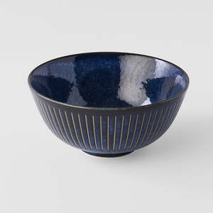 Ridged Indigo Medium Bowl