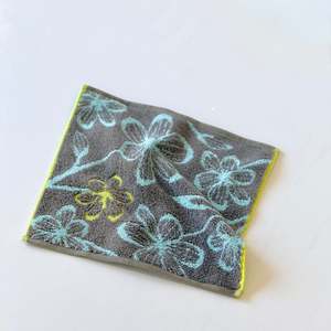 Japanese Cloths Towels: Flor Face Towel in Grey & Green