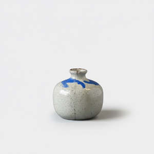 Whites: Textured White with Blue Drip Vase
