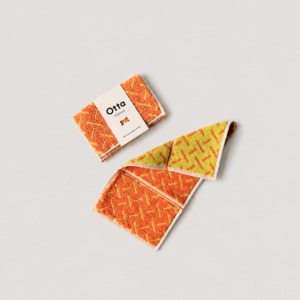 Japanese Cloths Towels: Orange Dash Otta Compact Towel