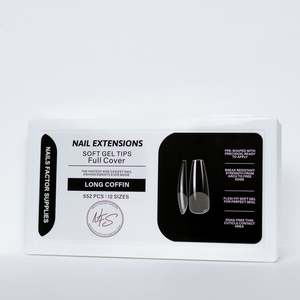 NFS Soft Gel Nail Tips – Full Cover - Long Coffin - AUD