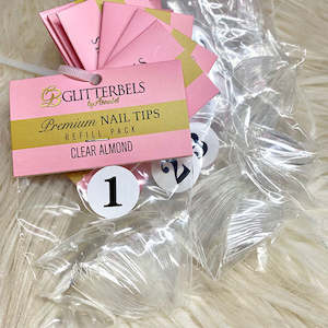 Glitterbels Clear Almond Tips Refill #9