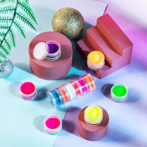 Nail Pigments Glitters: Neon pigment stacks