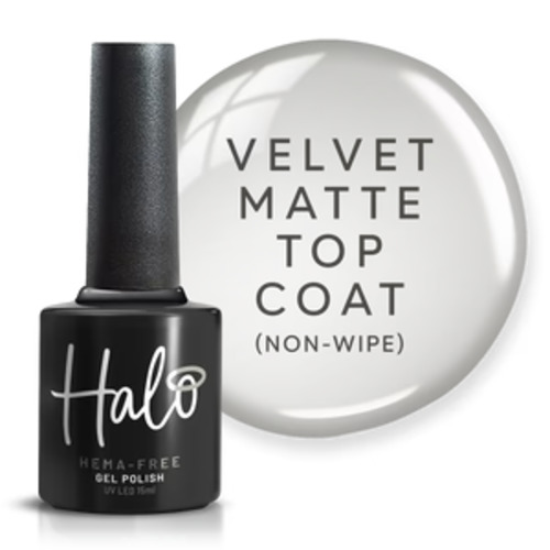 Base Top Coats: Halo Gel Polish Velvet Matte Top (Non Wipe) 15ml