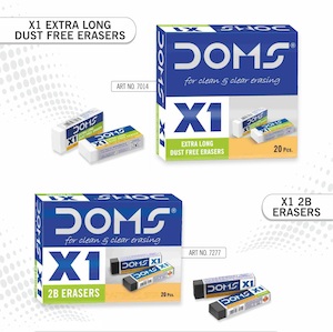 Products: 7277 - DOMS X1 SERIES: 2B ERASERS 20 PCS PACK - Naman Limited