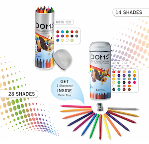 Products: 7120 - DOMS PLASTIC CRAYONS 12 + 2 SHADES - Naman Limited