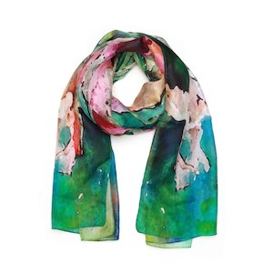 Best Sellers: Watercolor Iris Garden Floral Scarf – Modal Silk Designer Wrap | Artistic Botanical Print