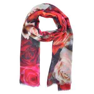 Best Sellers: Rose Garden Floral Scarf –  Modal Silk Designer Wrap | Multicolor Romantic Print