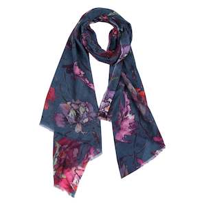 Enchanted Orchid Garden Floral Scarf – Merino Fine Wool Designer Wrap | Purple&hellip;