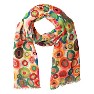Kaleidoscope Circles Scarf – Modal Silk | Vibrant Geometric Abstract Designer &hellip;