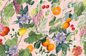 Fashion: Fruit Print Viscose Crepe Long Kaftan Dress