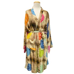 Belted Kimonos: Mandala Art Print Belted Modal Satin Kimono