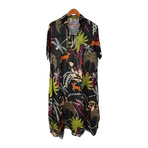 Tropical Print A-line Ankle Length Dress (S-M)