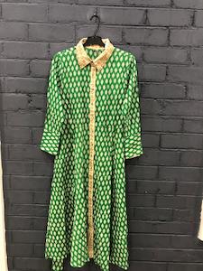 Dresses: Mid-length Dress - green (Screen Print)