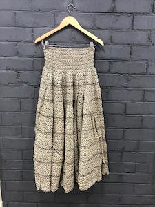 Long Ruffled Skirt - Beige (Screen Print)