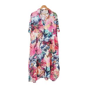 Floral Print A-line Ankle Length Dress (M-L)