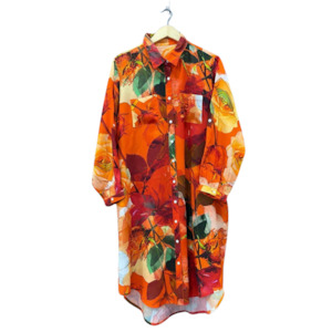 Floral Print Mid-Length Shirt Dress.