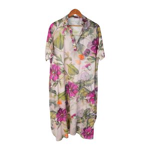 Floral Print A-line Ankle Length Dress (M-L)