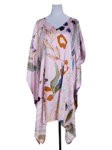 Floral Print Long Silk Kaftan