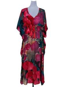 Geometrical Viscose Crepe Long Kaftan Dress