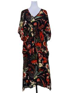 Kaftan Dress: Australian Coastal Viscose Crepe  Long Kaftan Dress