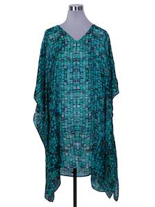 Kaftan Tunic: Abstract Pure Silk Long Kaftan