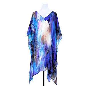 Abstract Pure Silk Long Kaftan