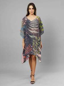 Floral Print Long Silk Kaftan
