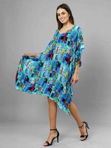 Geometric Print Long Silk Kaftan