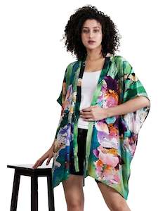 Floral Wild Woods Viscose Crepe Kaftan Cape