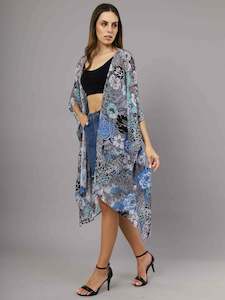 Floral Art Viscose Crepe Kaftan Cape