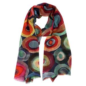 Concentric Circle Print Fine Merino  Designer Scarf