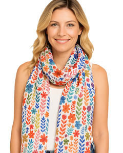 Rainbow Garden Japanese Floral Scarf – Pure Silk Designer Wrap | Multicolour B&hellip;