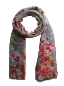Poppy Field Floral Scarf – Merino Wool Silk Designer Wrap | Monet Inspired Old&hellip;
