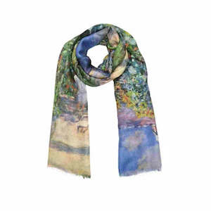 Sunflower Garden Path Impressionist Floral Merino Wool Silk Scarf – Inspired b&hellip;