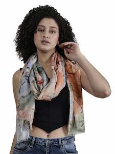 Old Masters: Vintage Bloom Floral Scarf – Merino Wool Silk Designer Wrap | Hand-Painted Botanical Print